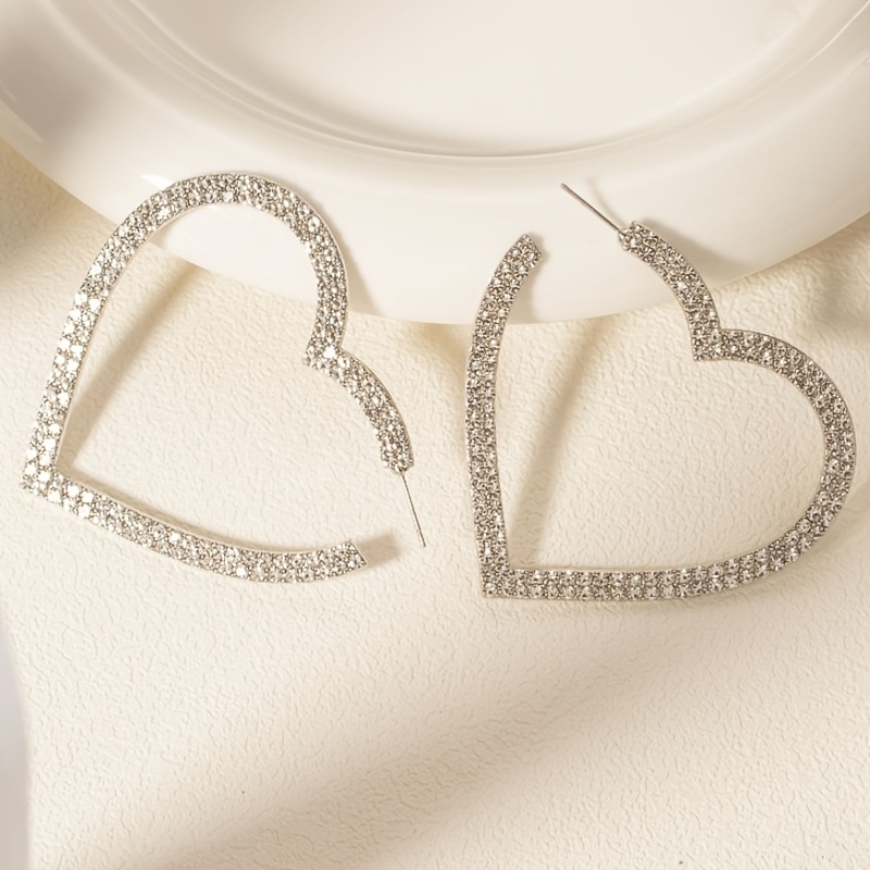 Sparkling Big Heart Earrings for Lady